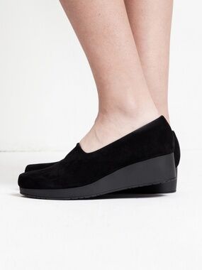 Robert Clergerie Paris Black Suede Platform Wedge Shoes EU 37 US 6.5 - French